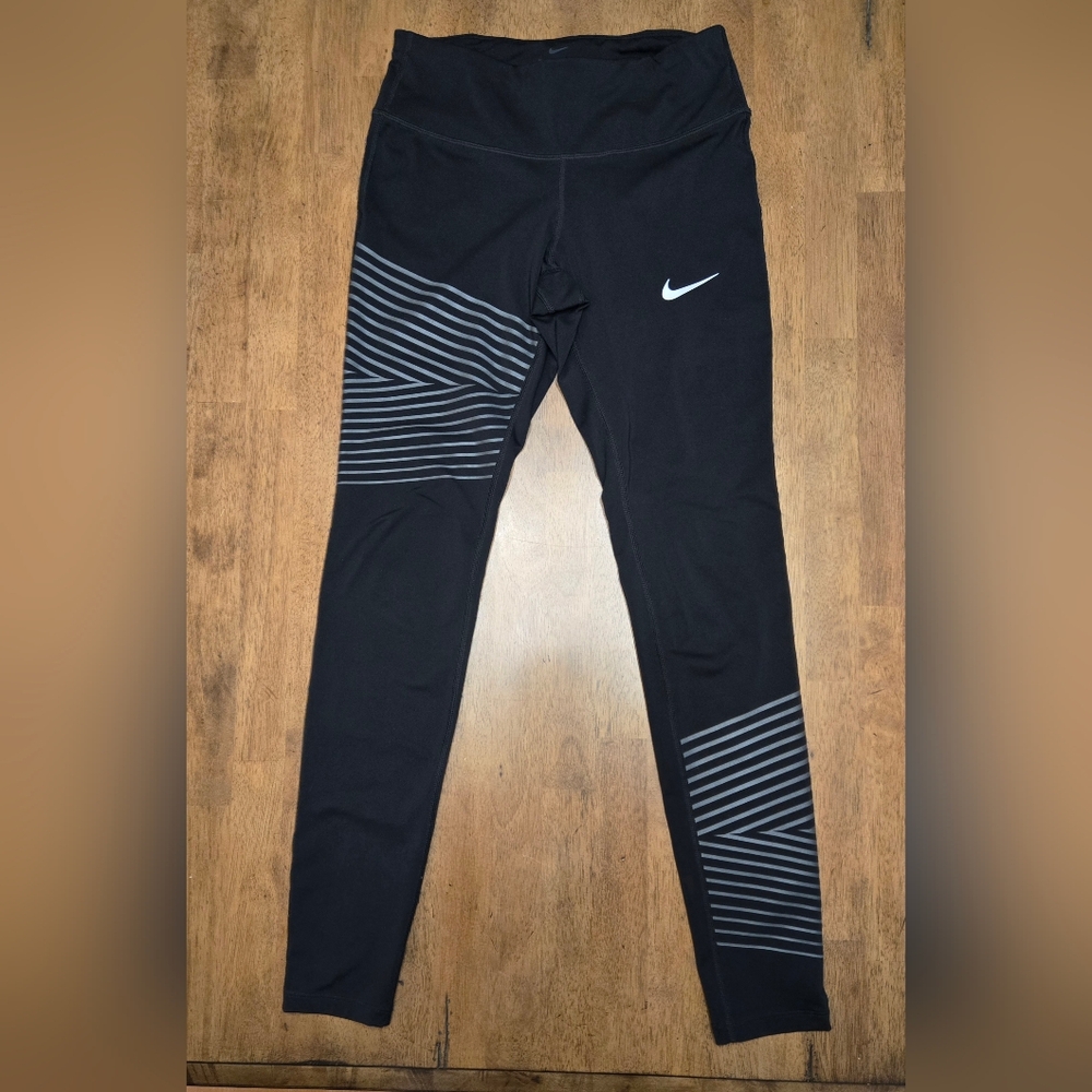 Nike Dri Fit Leggings Black Gray Stripe XS